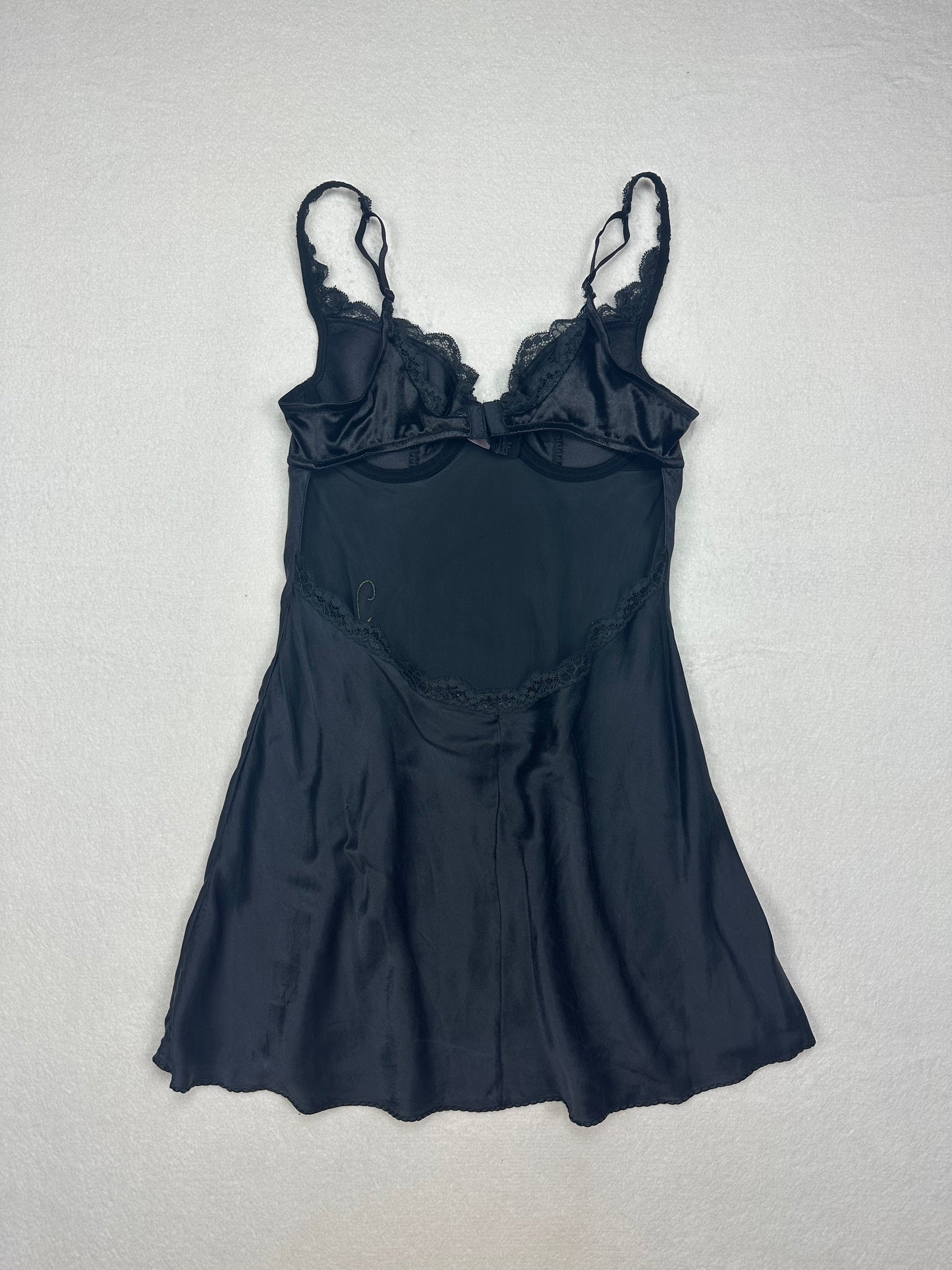 Rare Victoria’s Secret Black Rose Silk Slip 36B