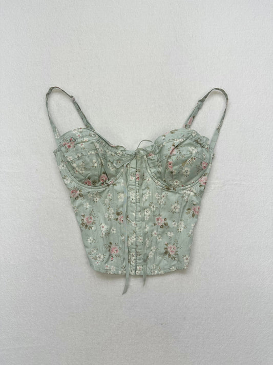 Rare Victoria’s Secret Green Floral Corset S