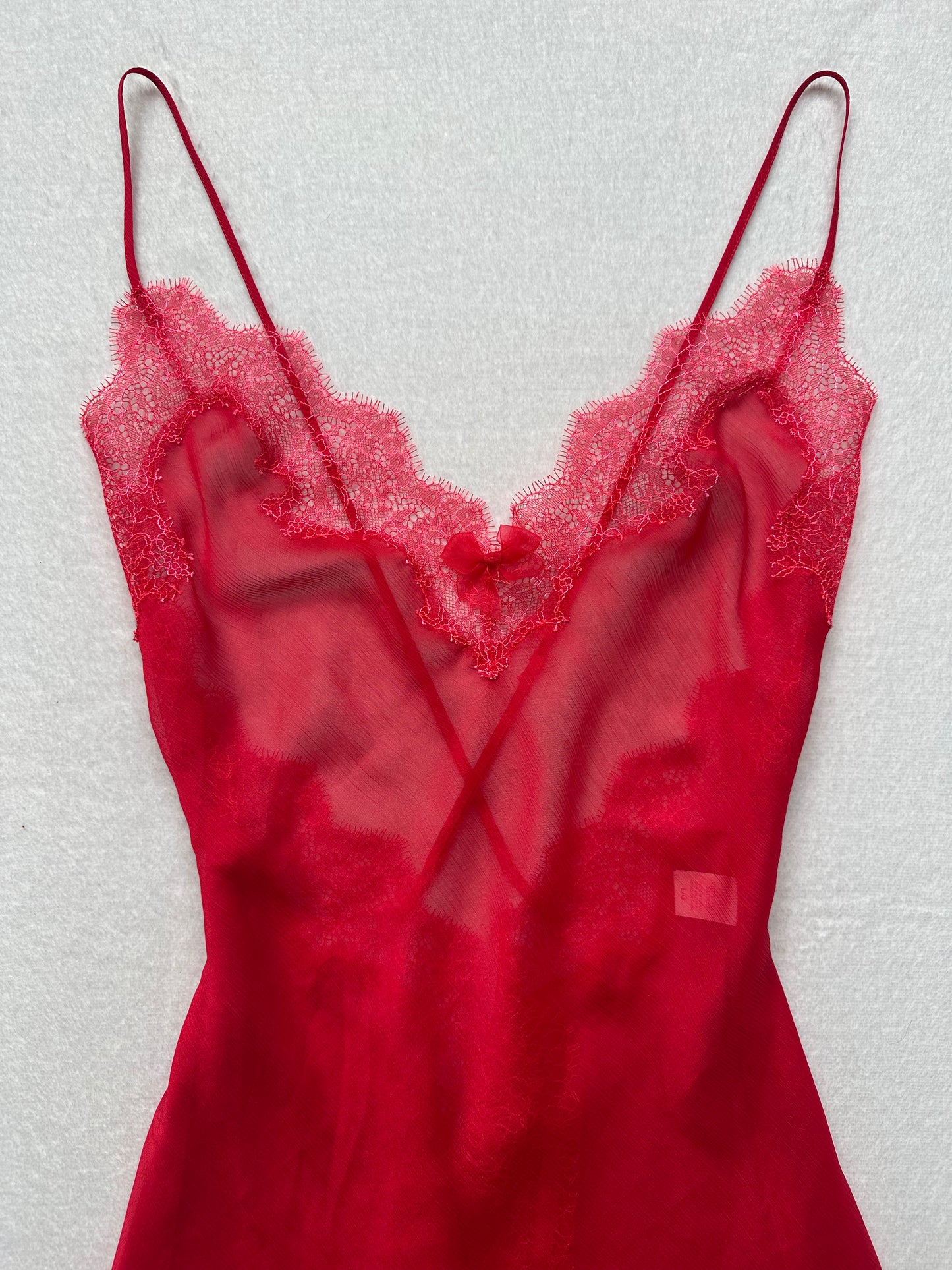 Victoria’s Secret Red Sheer Lace Slip L