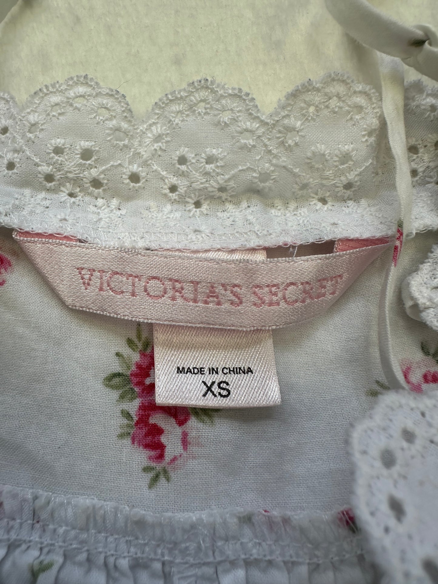 Victoria’s Secret White & Pink Floral Cottage Babydoll XS-S