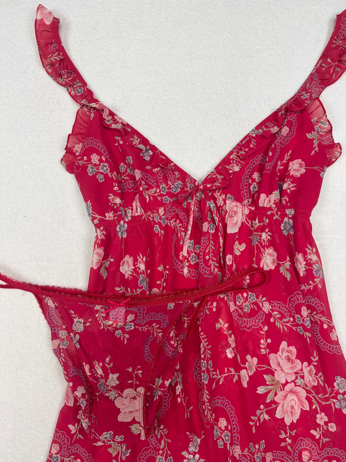 Victoria’s Secret Red Floral Babydoll Set