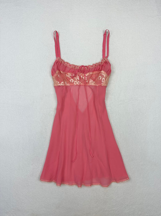 Victoria’s Secret Salmon Silk Milkmaid Chemise M-S