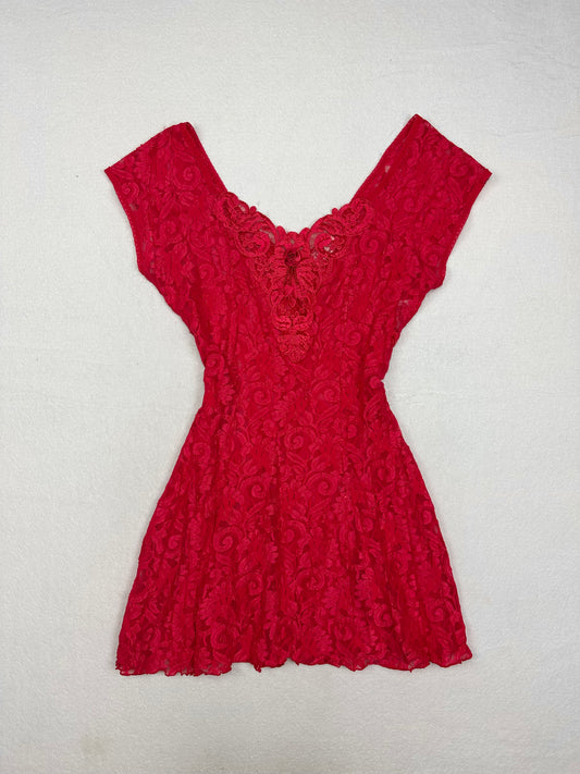 Cinema Etoile Red All Lace Slip M