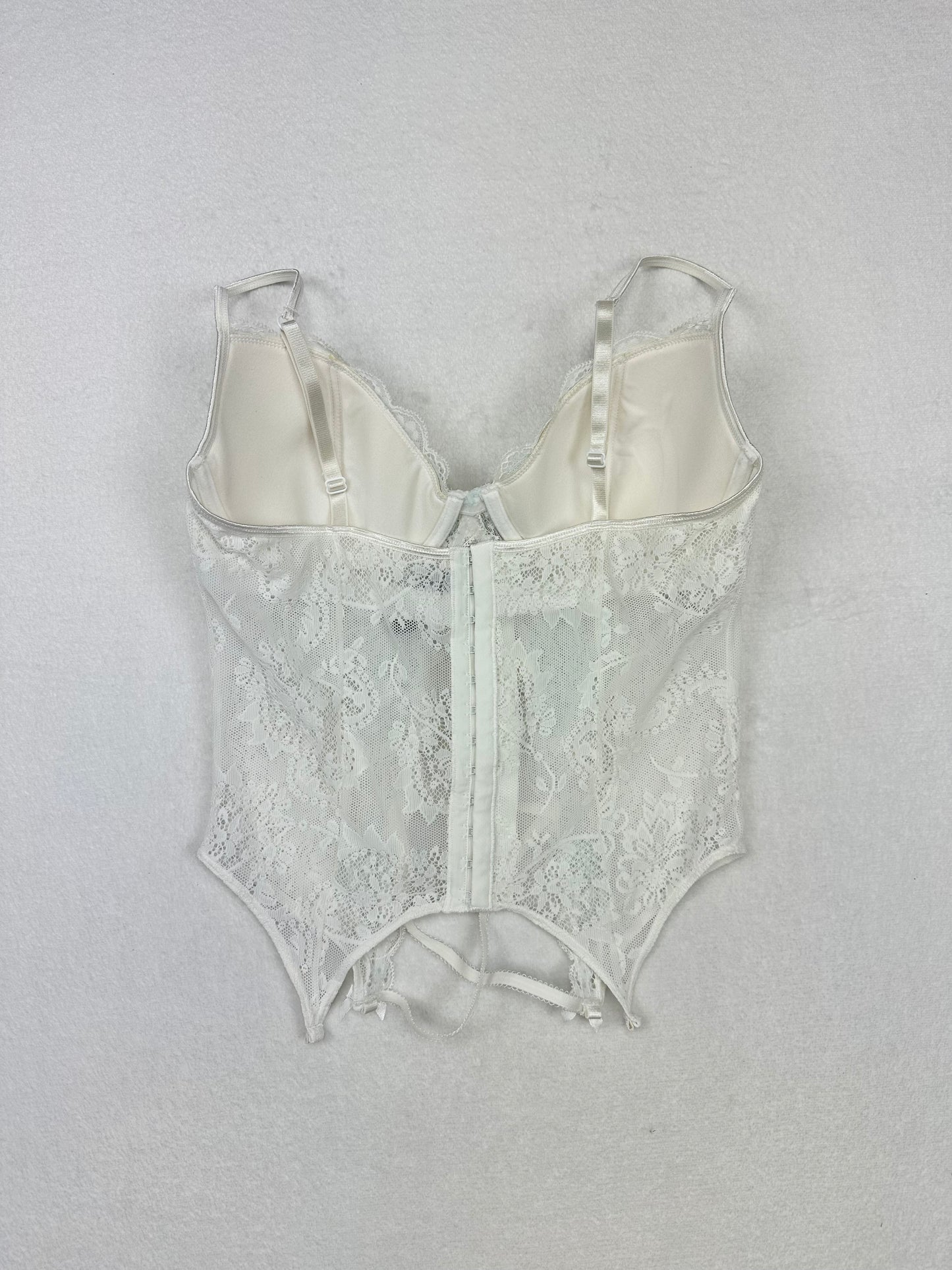 Victoria’s Secret White & Blue Lace Bustier 36C
