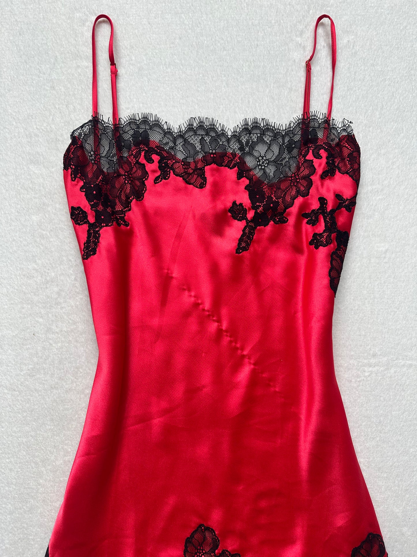 Victoria’s Secret Red & Black Lace Slip M