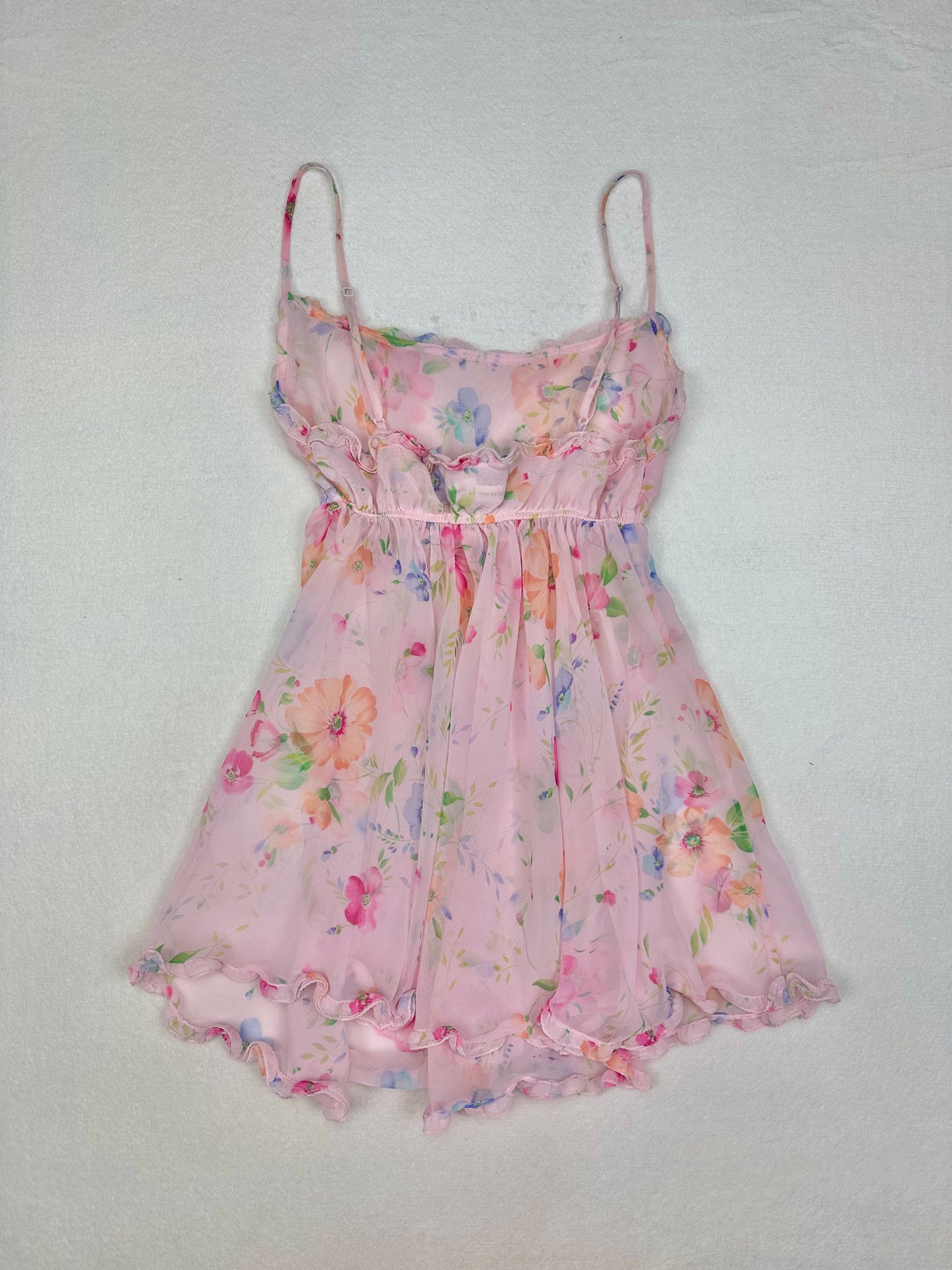 Vintage Victoria’s Secret Pink Floral Sheer Milkmaid Slip M