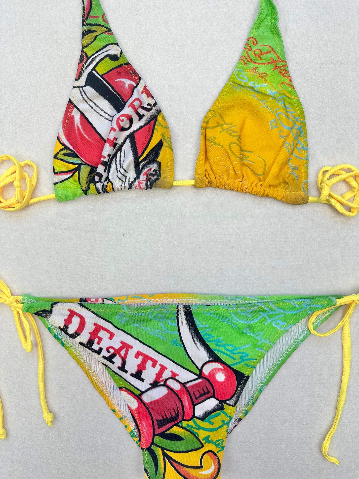 Ed Hardy Green & Yellow Bikini Set