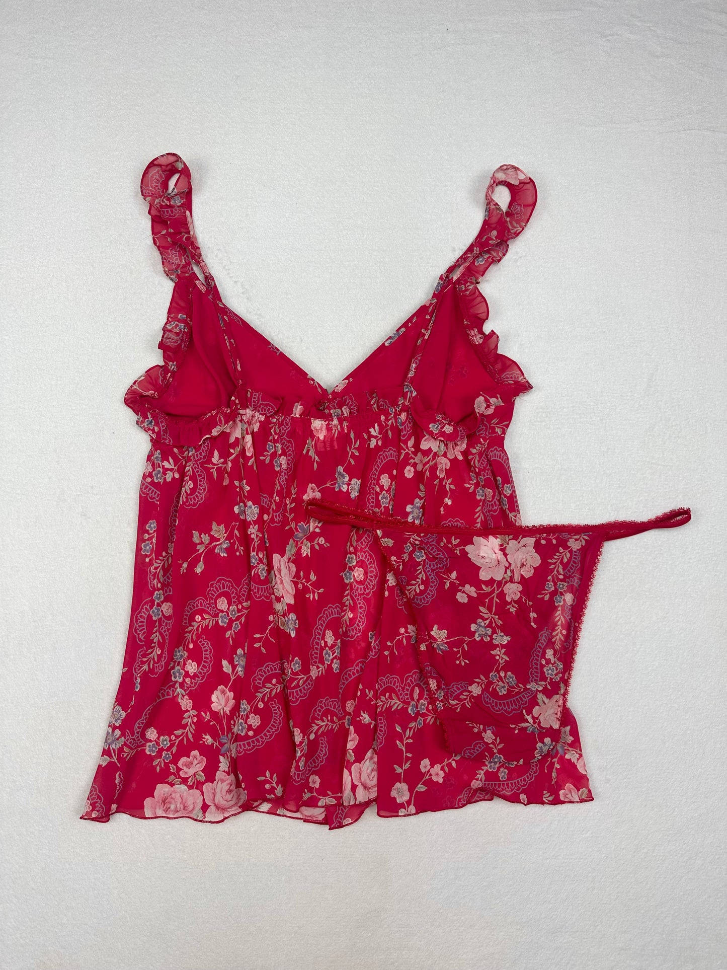Victoria’s Secret Red Floral Babydoll Set