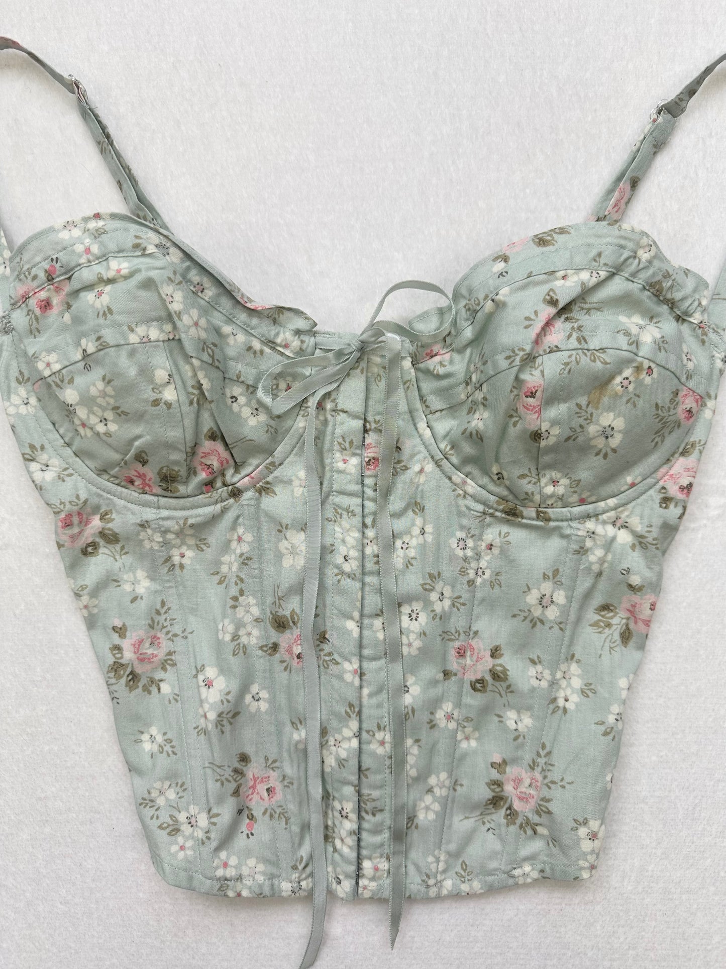 Rare Victoria’s Secret Green Floral Corset S