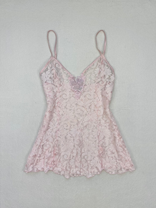 Cinema Etoile Pink Lace Babydoll Top L-XL