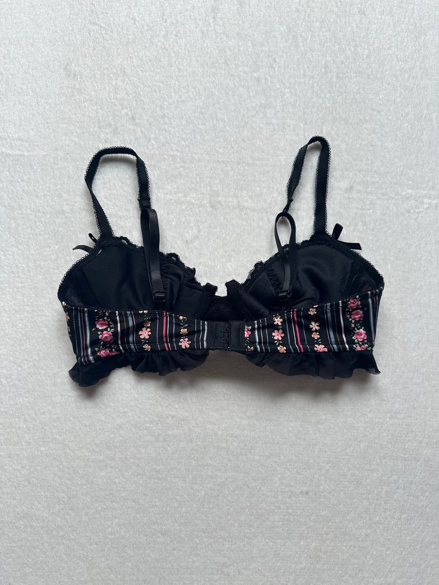 Sophie B Black Pinstripe Floral Bra 32A