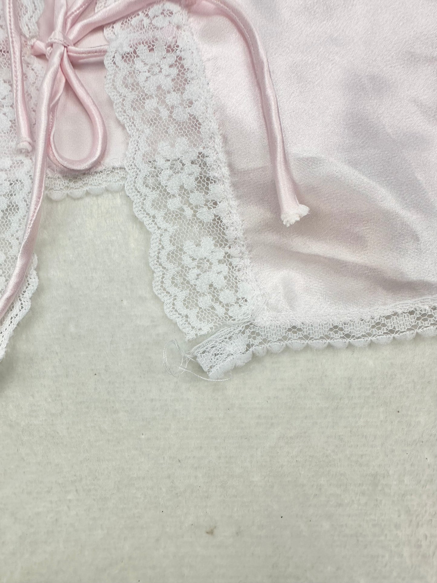 Vintage Pink & White Tie Front Cami L